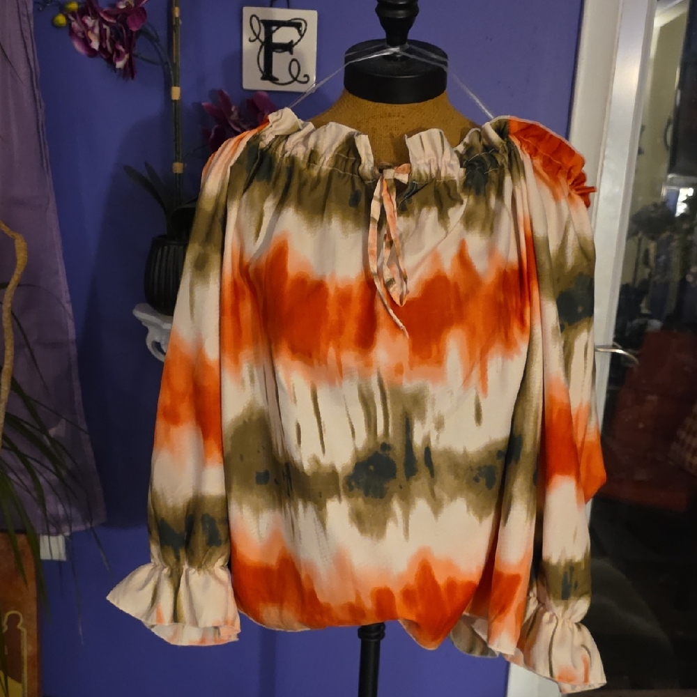 Vibrant Off-Shoulder Tie-Dye Blouse